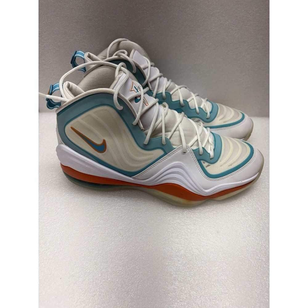 Nike Air Penny V 5 Miami Dolphins Mens Size 11 White Aqua Orange